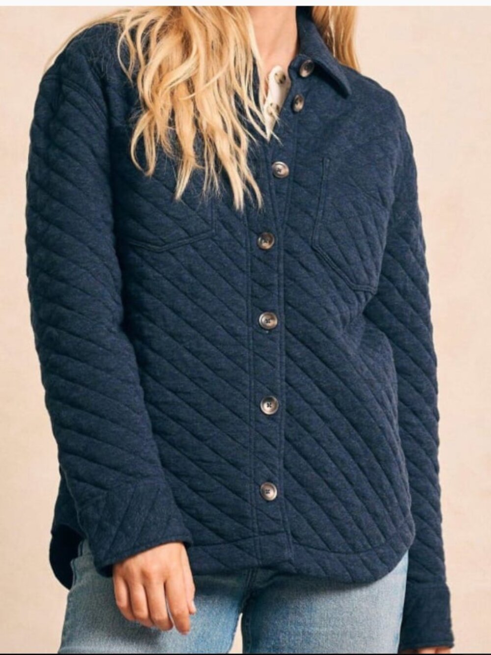 Faherty Navy Blue Quilted Shirt